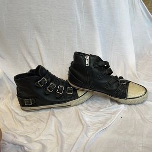 ASH Kid Black Leather Distressed High Top Size 35